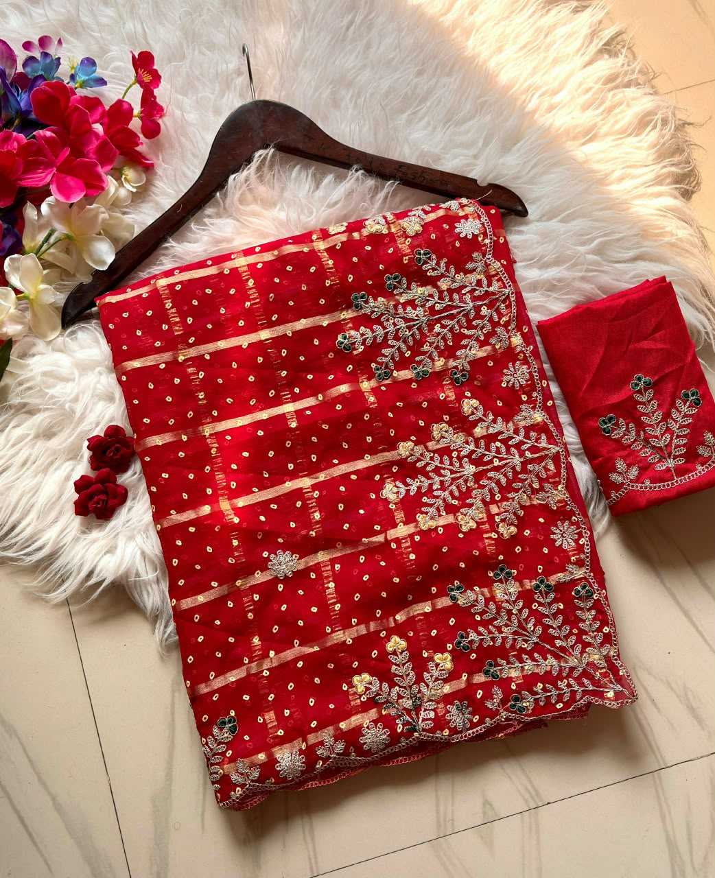 Fancy Designer Saree in Red