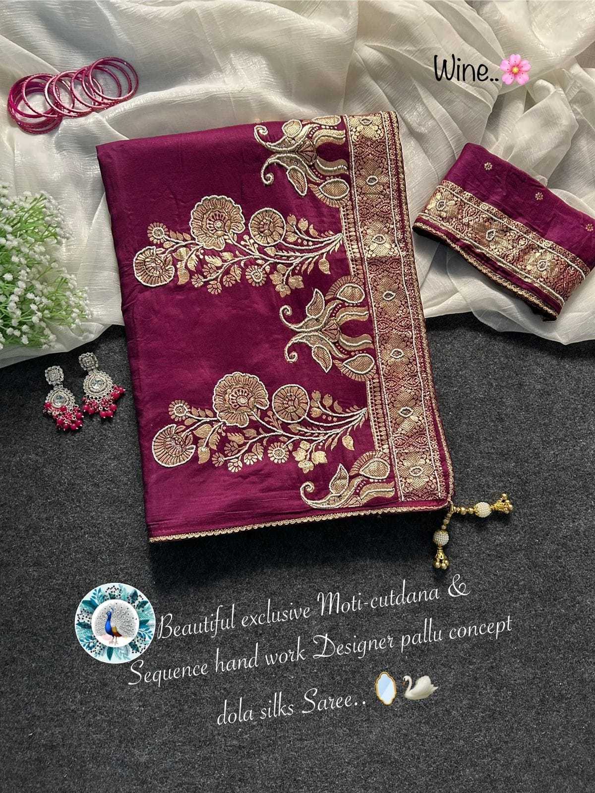 Dola Silk Saree in Dark Wine