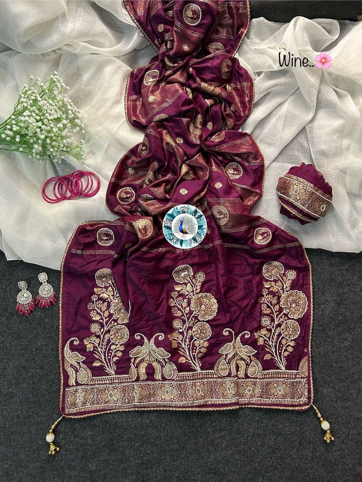 Dola Silk Saree in Dark Wine