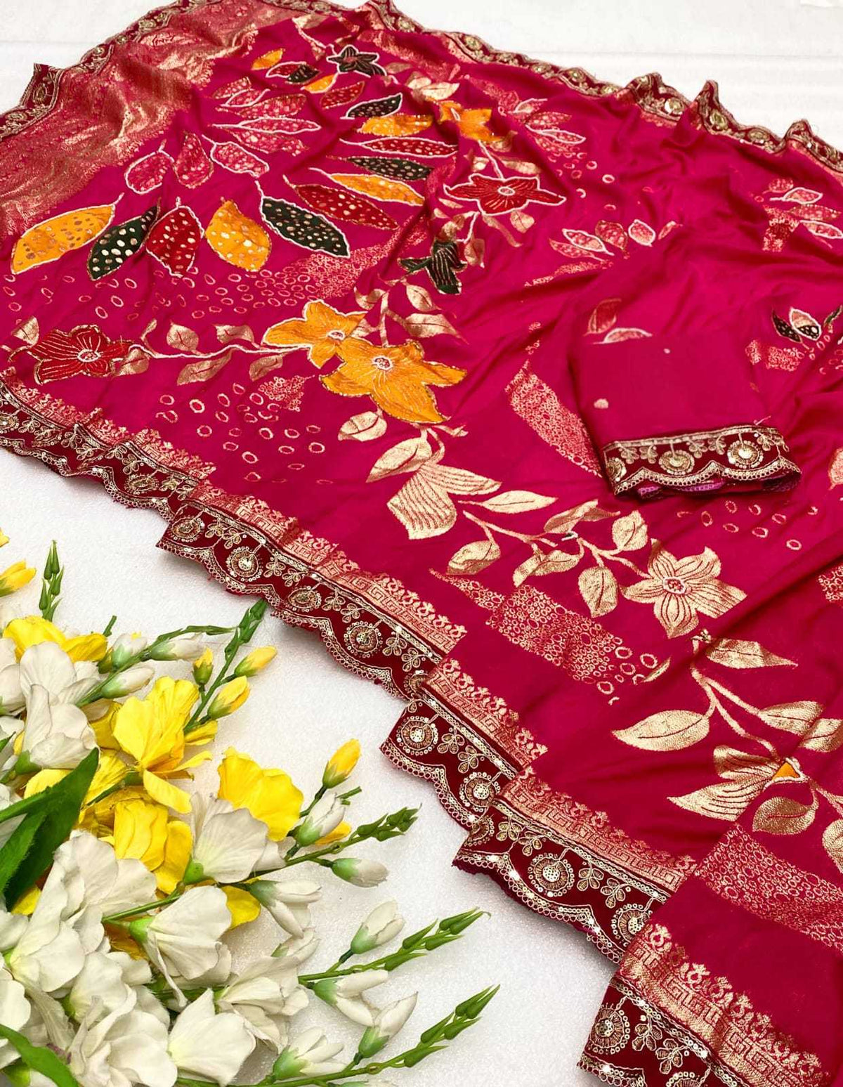 Dola Silk Saree in Dark Pink