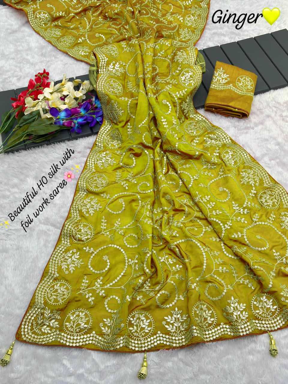 Pure Silk Traditional Saree in Orange