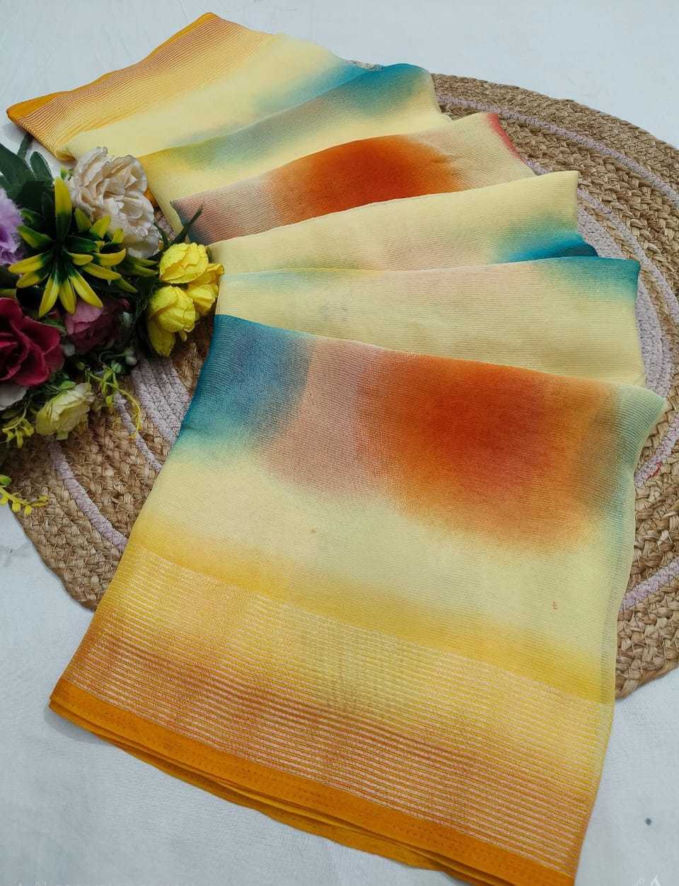 Georgette Designer Saree in Yellow