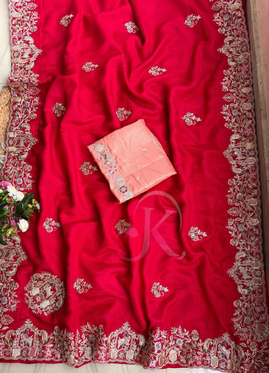 Silk Designer Saree in Orange