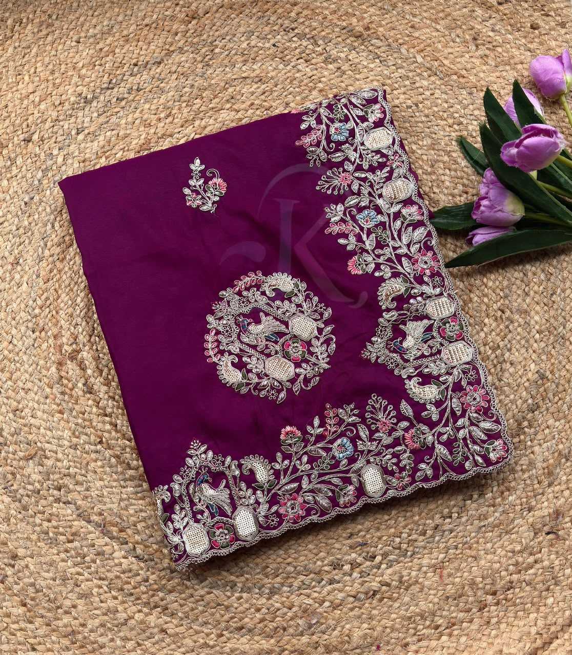 Silk Designer Saree in Orange