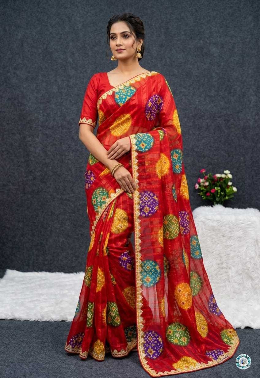 Chiffon Designer Saree in Red
