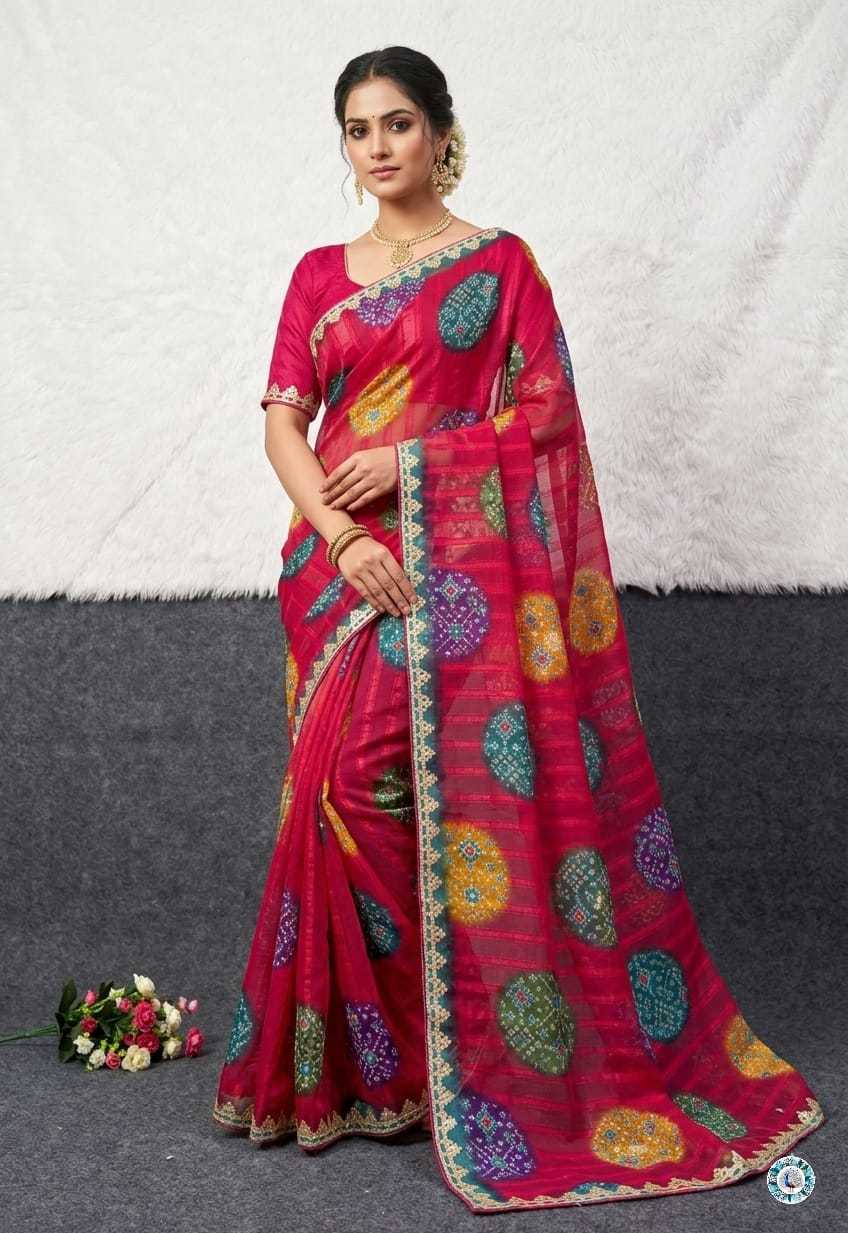 Chiffon Designer Saree in Red