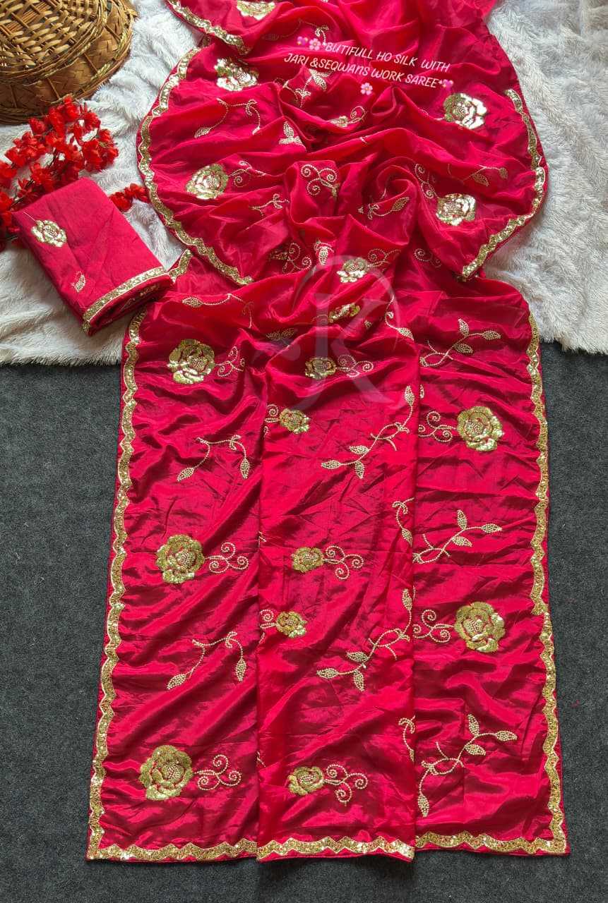 Pure Silk Traditional Saree in Dark Pink