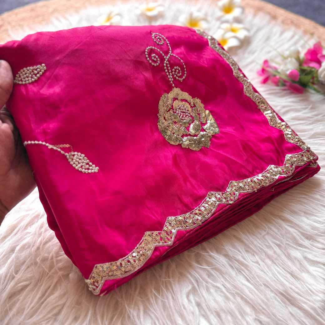 Pure Silk Traditional Saree in Dark Pink