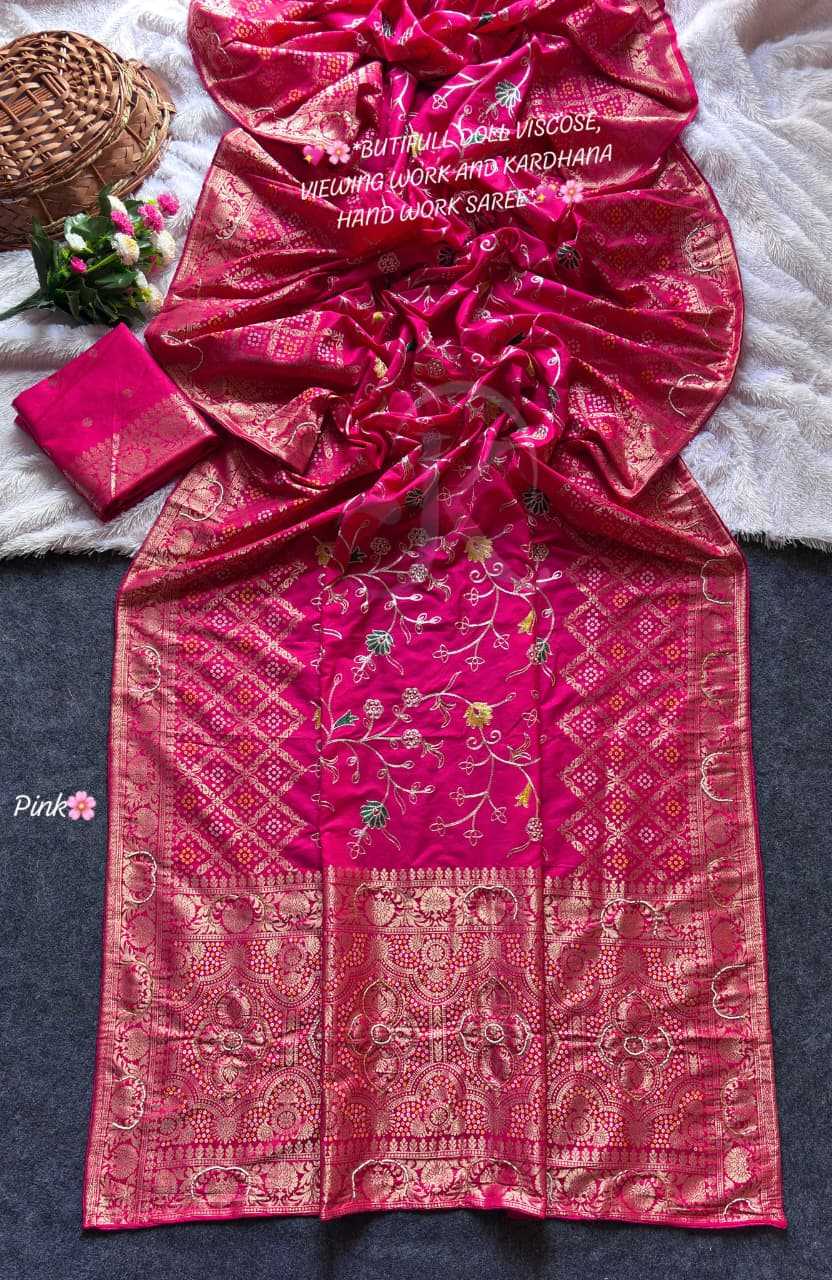 Viscose Designer Saree in Pink