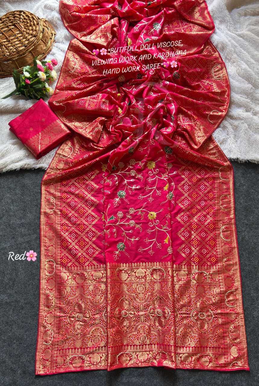 Viscose Designer Saree in Pink