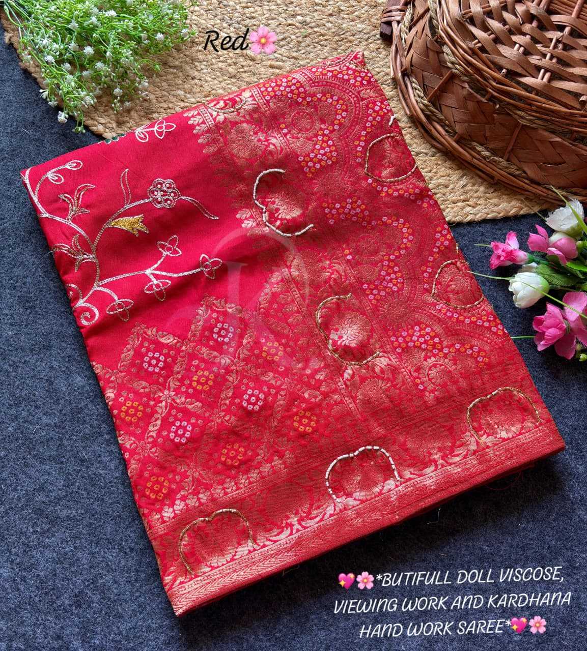 Viscose Designer Saree in Pink