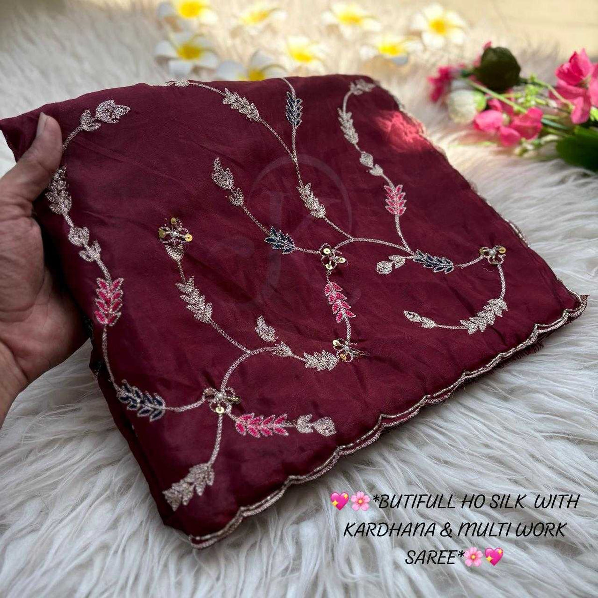 Pure Silk Traditional Saree in Rani