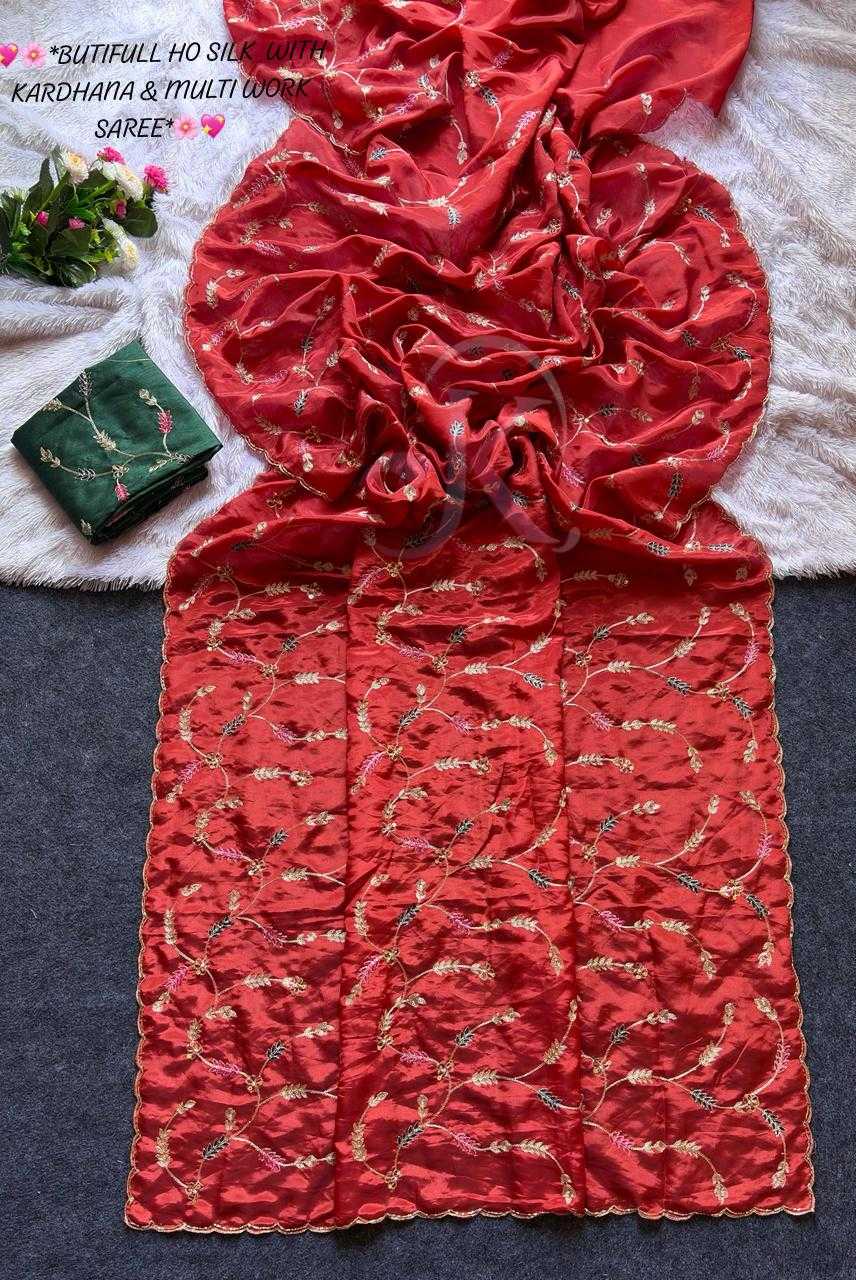 Pure Silk Traditional Saree in Rani