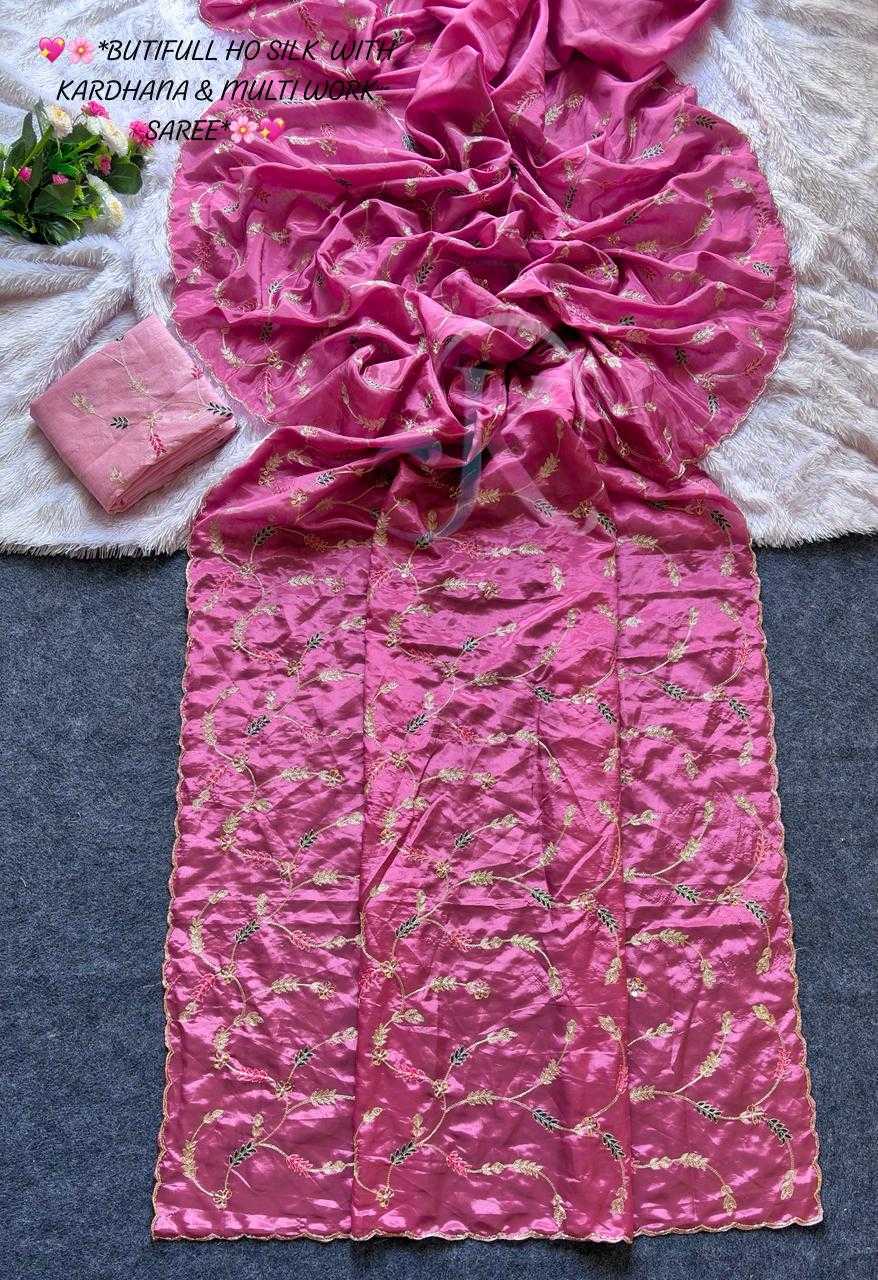 Pure Silk Traditional Saree in Rani