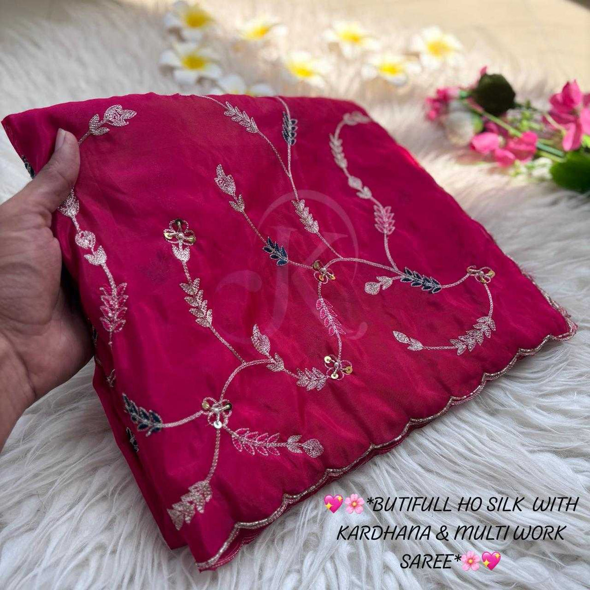 Pure Silk Traditional Saree in Rani