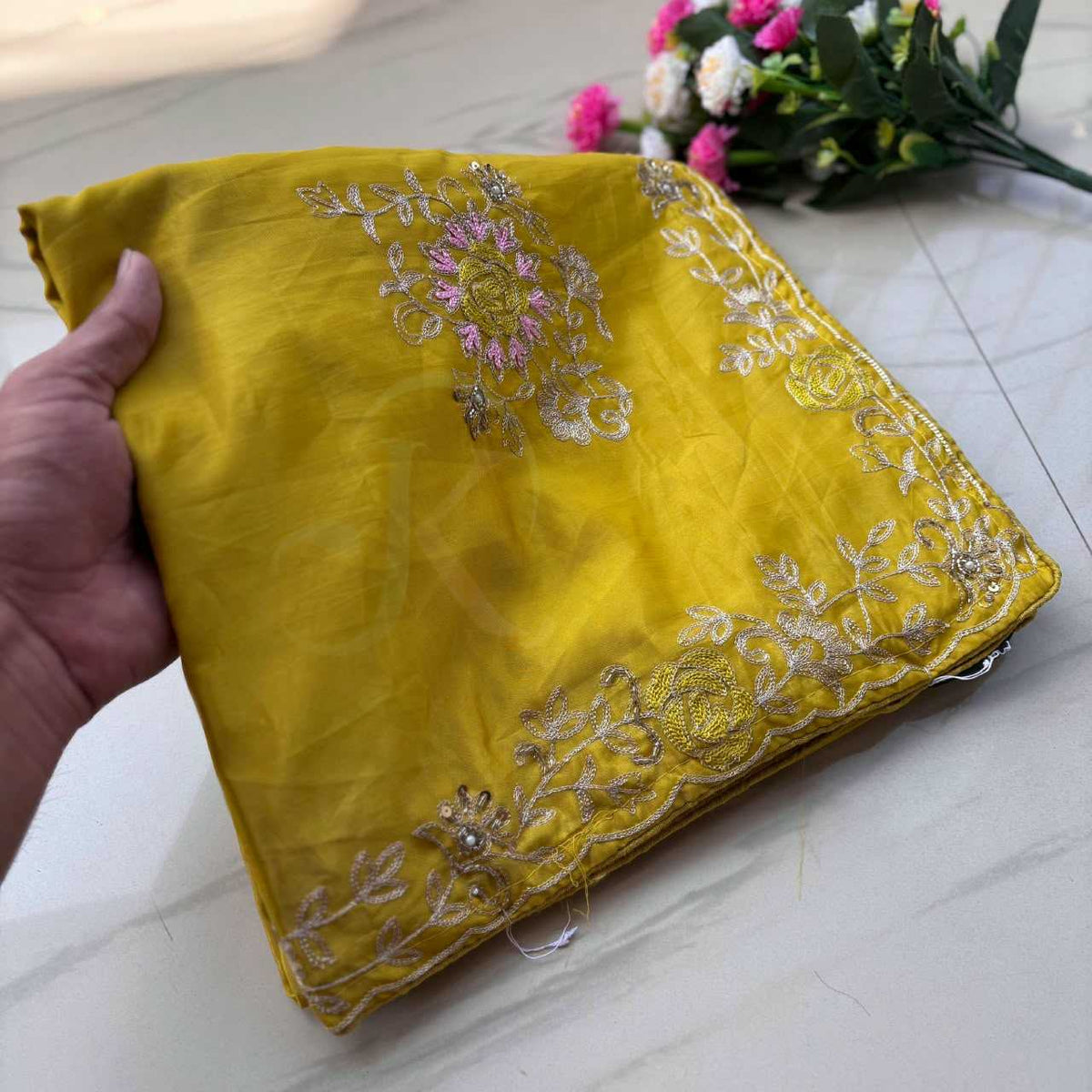 Soft Silk Saree in Rani