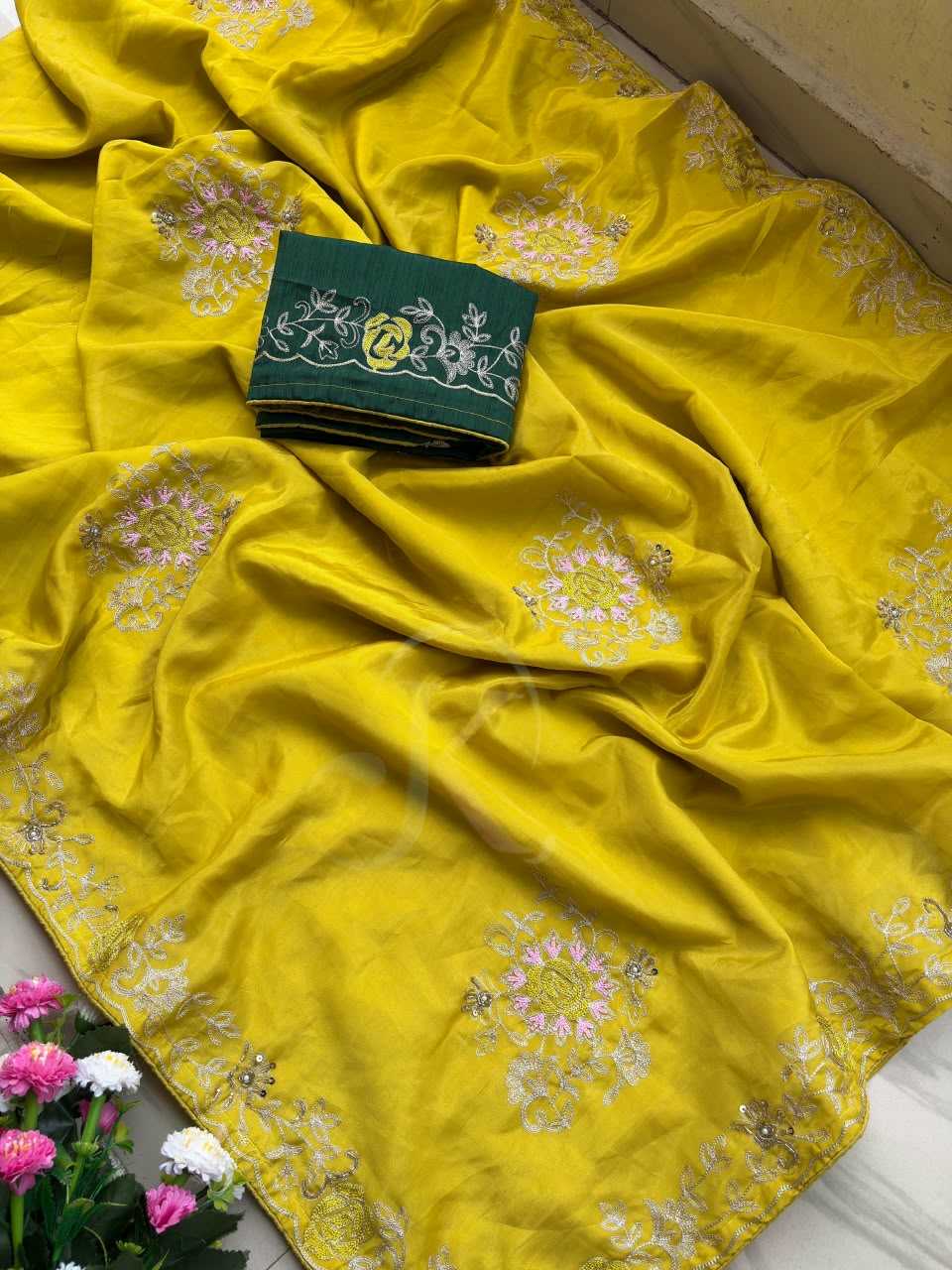 Soft Silk Saree in Rani
