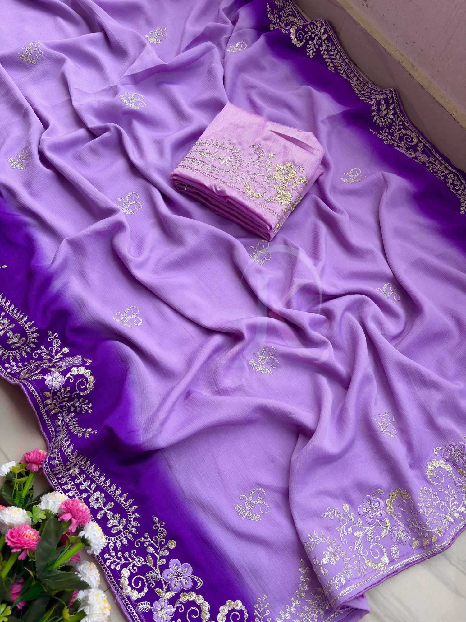 Chinon Silk Traditional Saree
