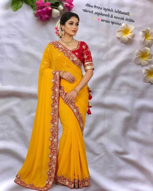 Chinon Silk Printed Saree 384