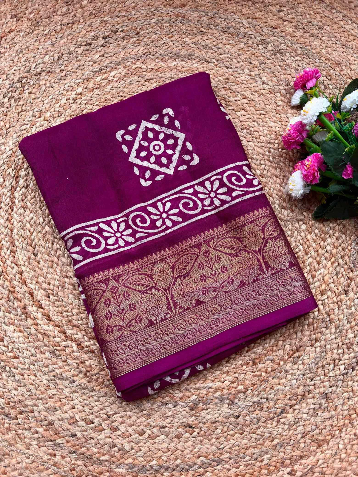 Pure Silk Traditional Saree in Purple