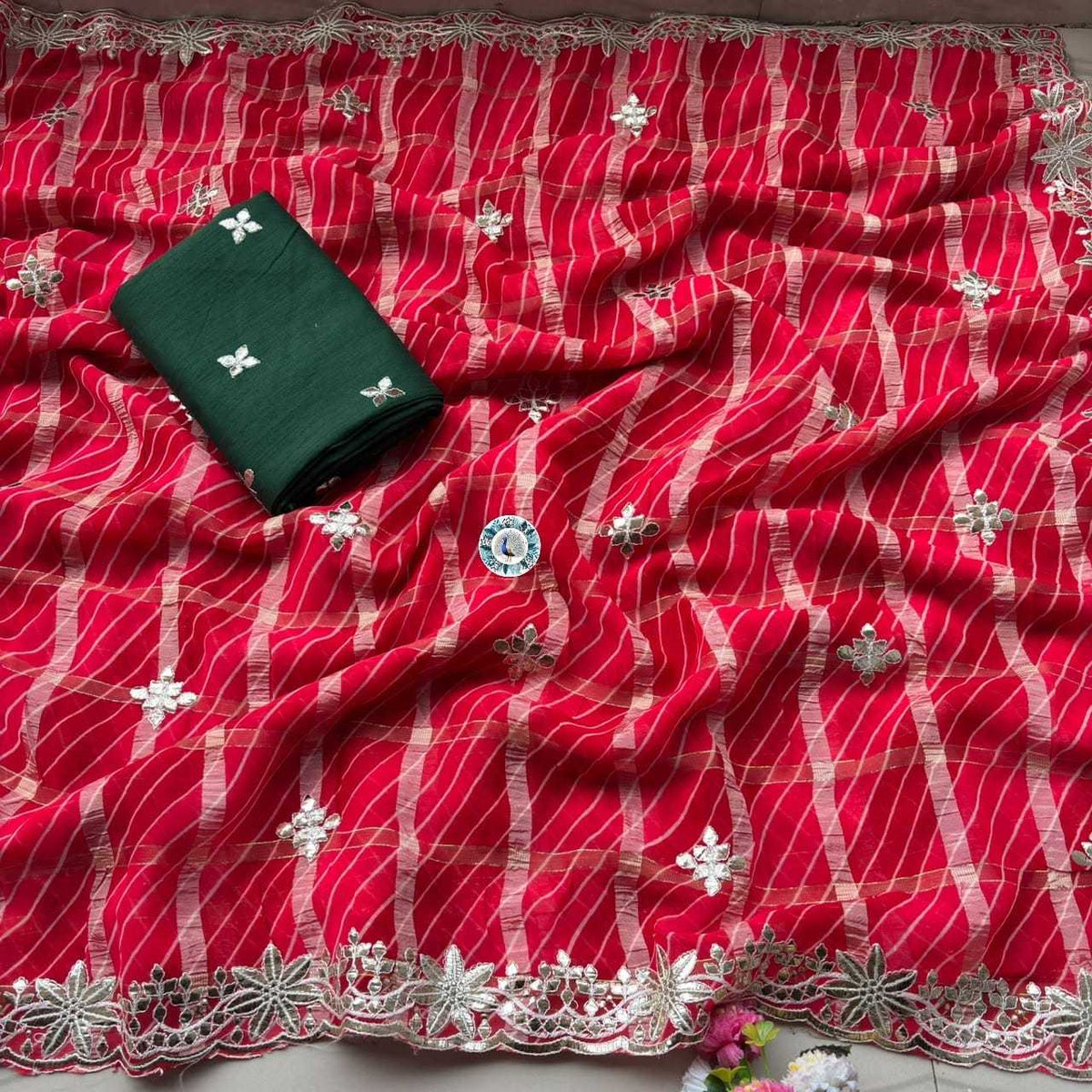 Viscose Georgette Saree in Red