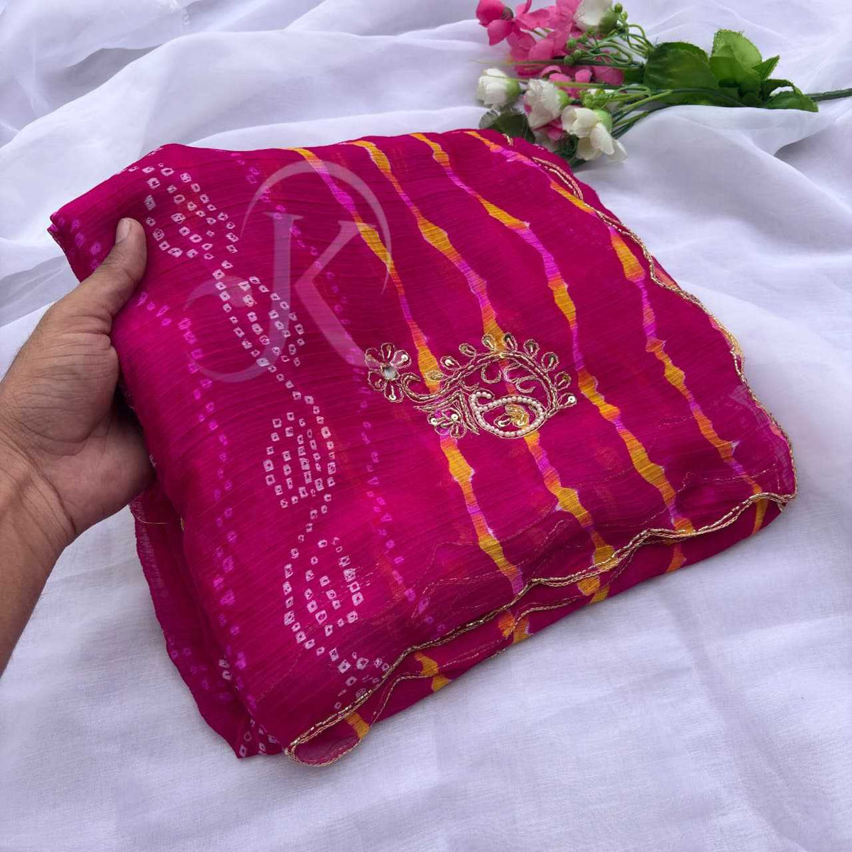 Chiffon Printed Saree in Violet