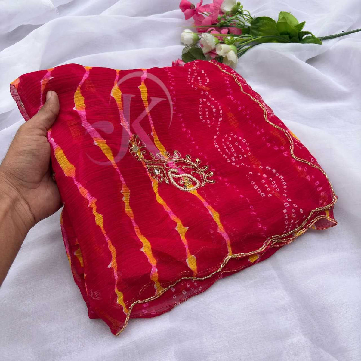 Chiffon Printed Saree in Violet