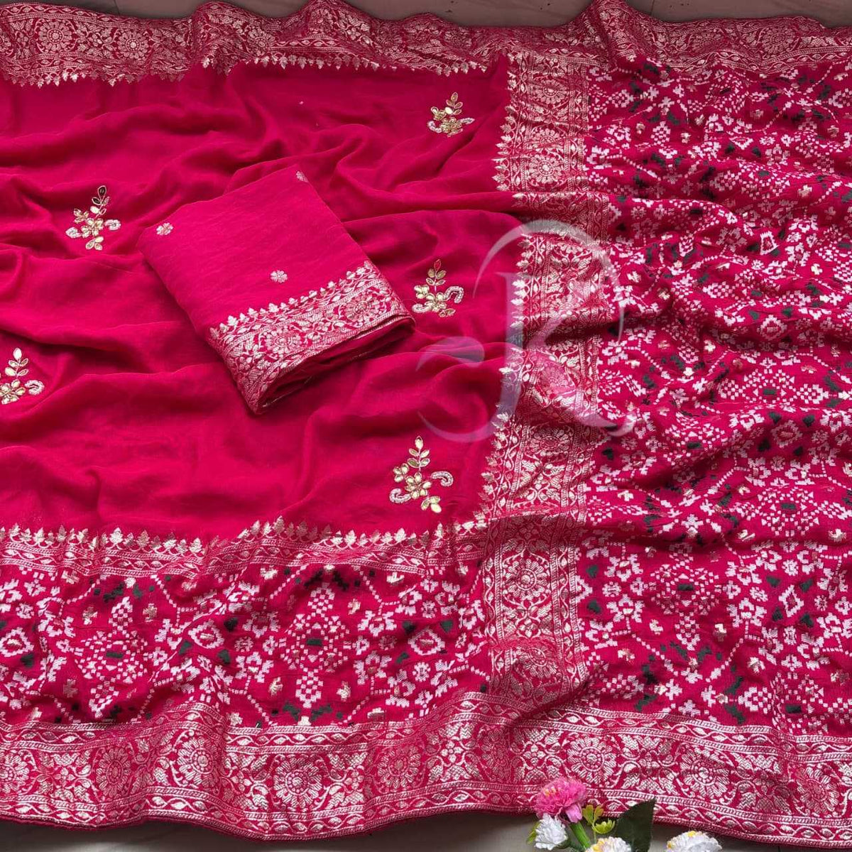 Dola Silk Saree in Rani