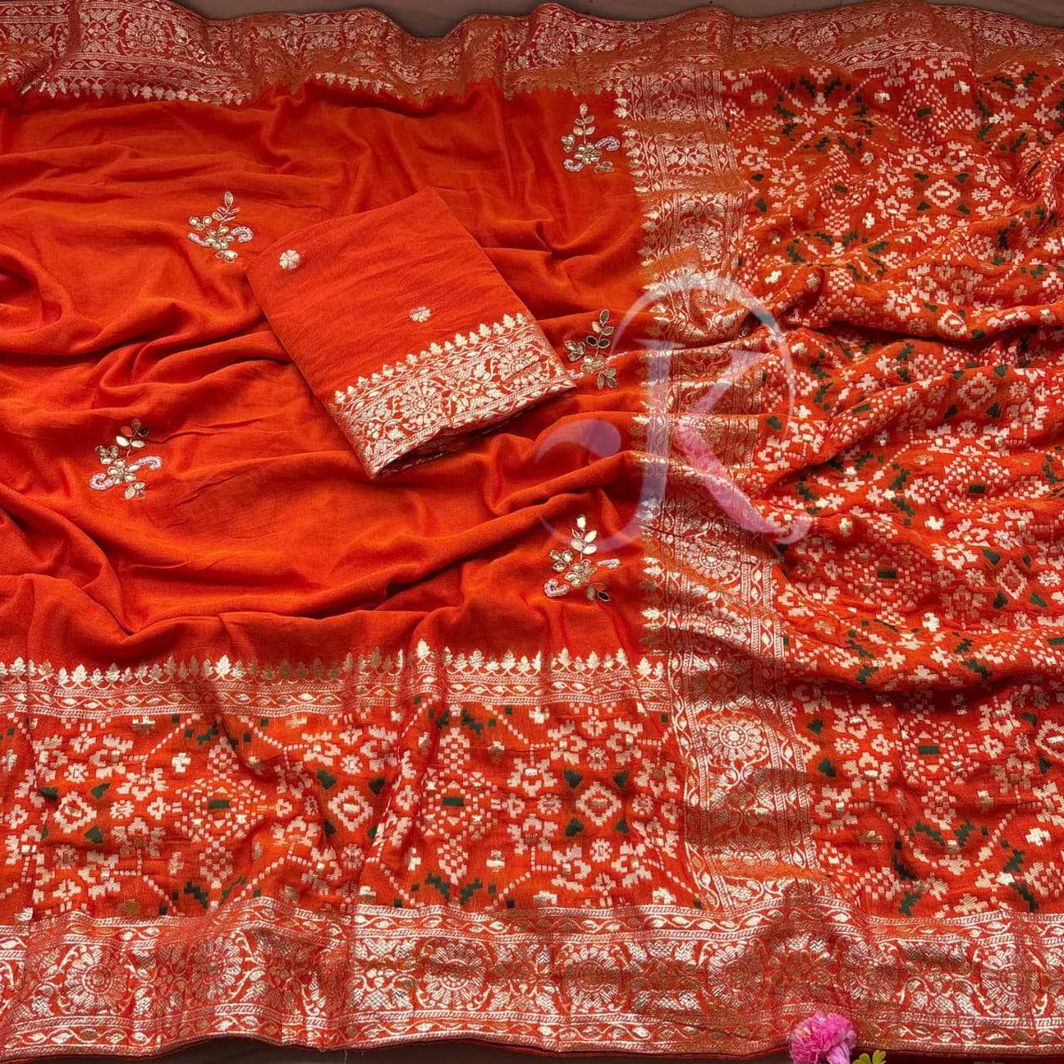 Dola Silk Saree in Rani