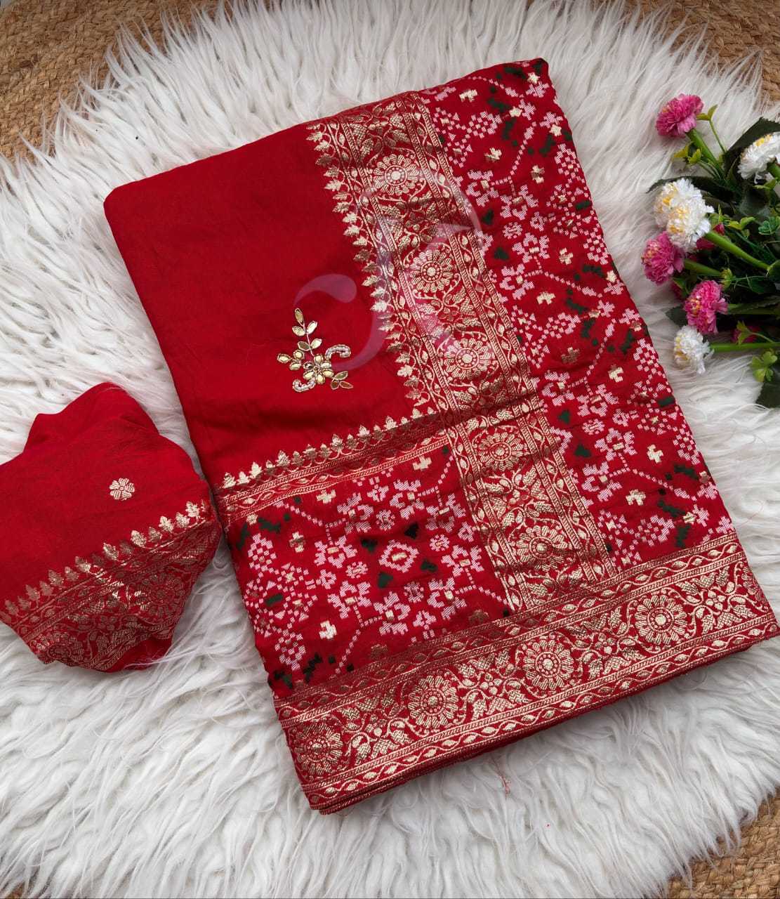 Dola Silk Saree in Rani
