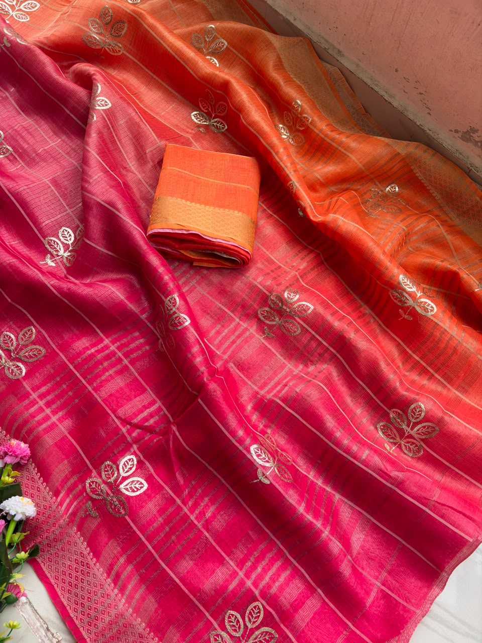 Kota Chex Designer Saree in Lavender Purple