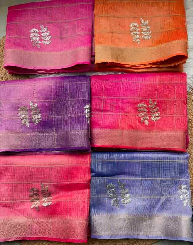 Kota Chex Designer Saree in Lavender Purple
