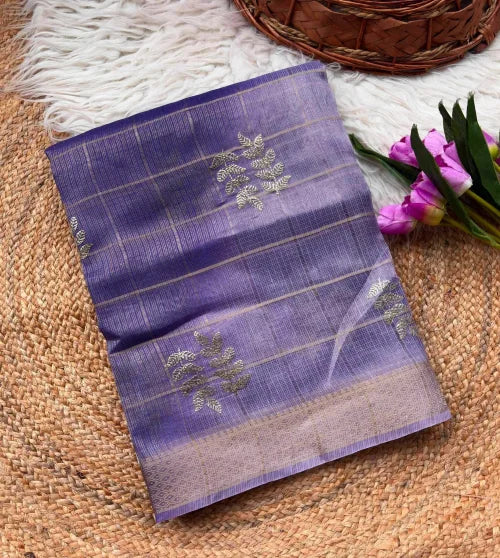Kota Chex Designer Saree in Lavender Purple