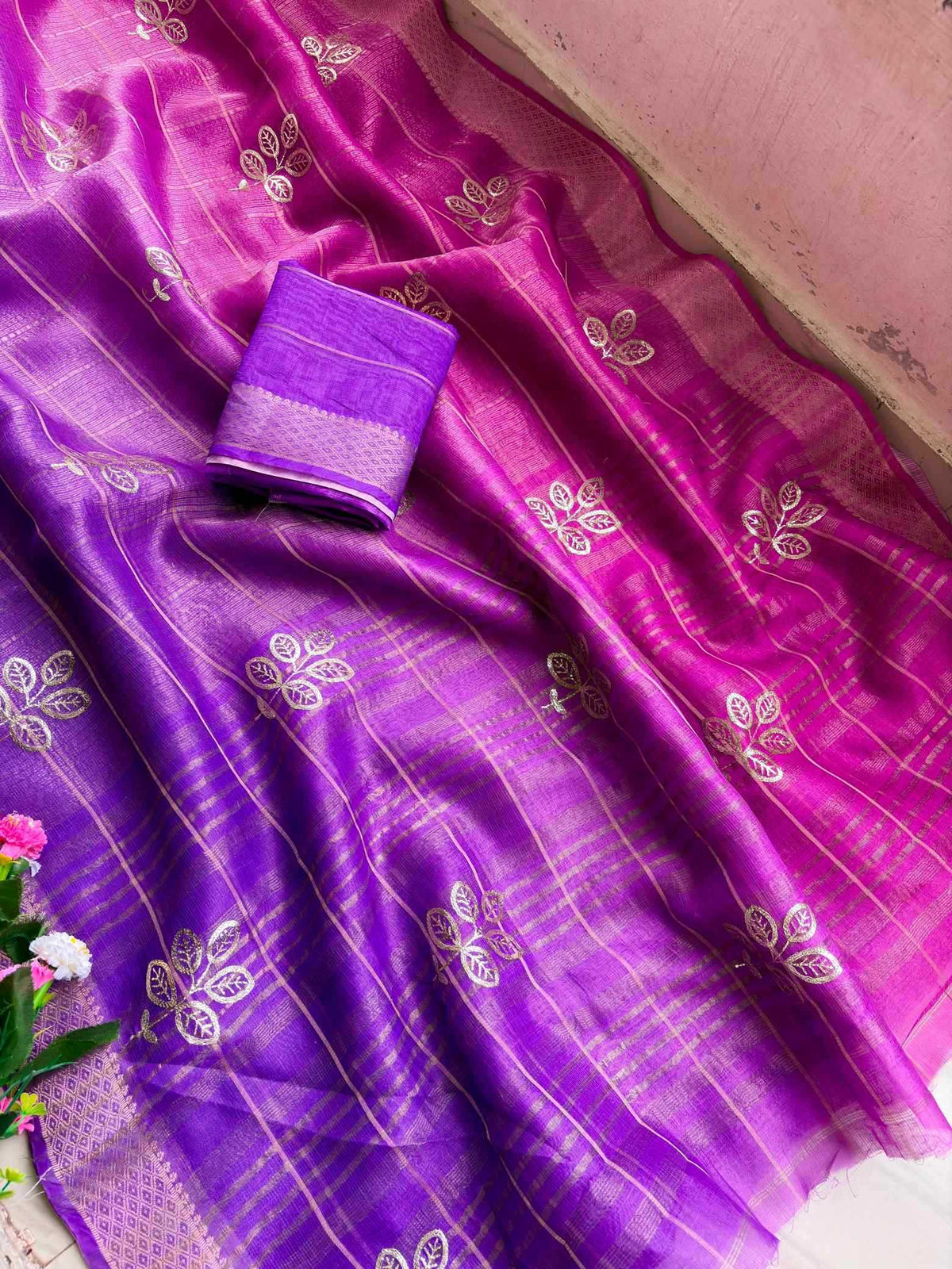 Kota Chex Designer Saree in Lavender Purple