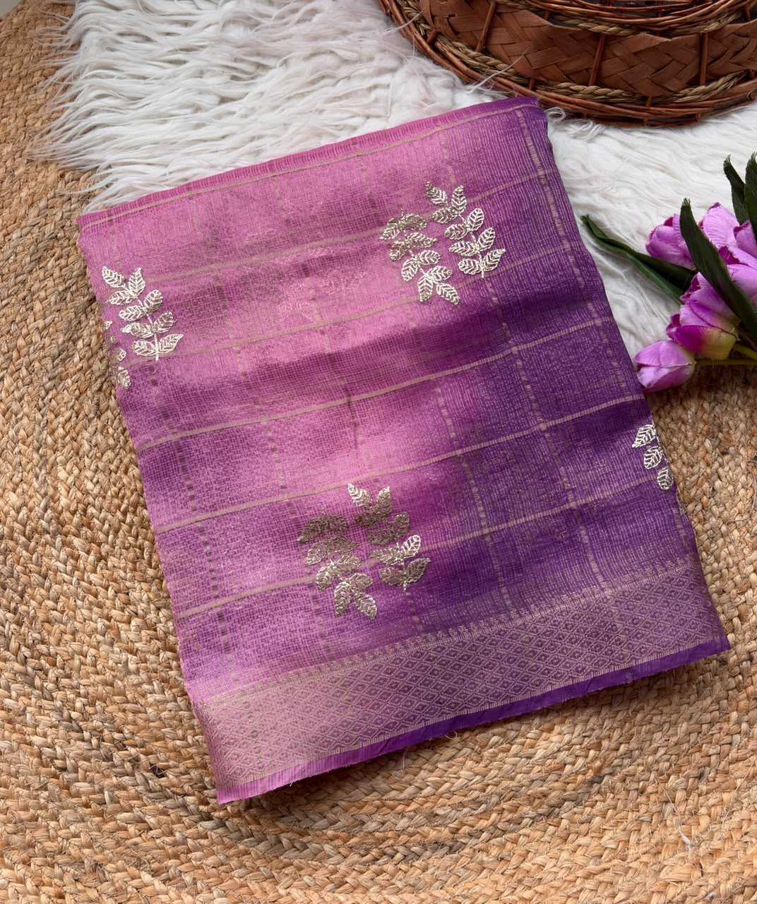 Kota Chex Designer Saree in Lavender Purple