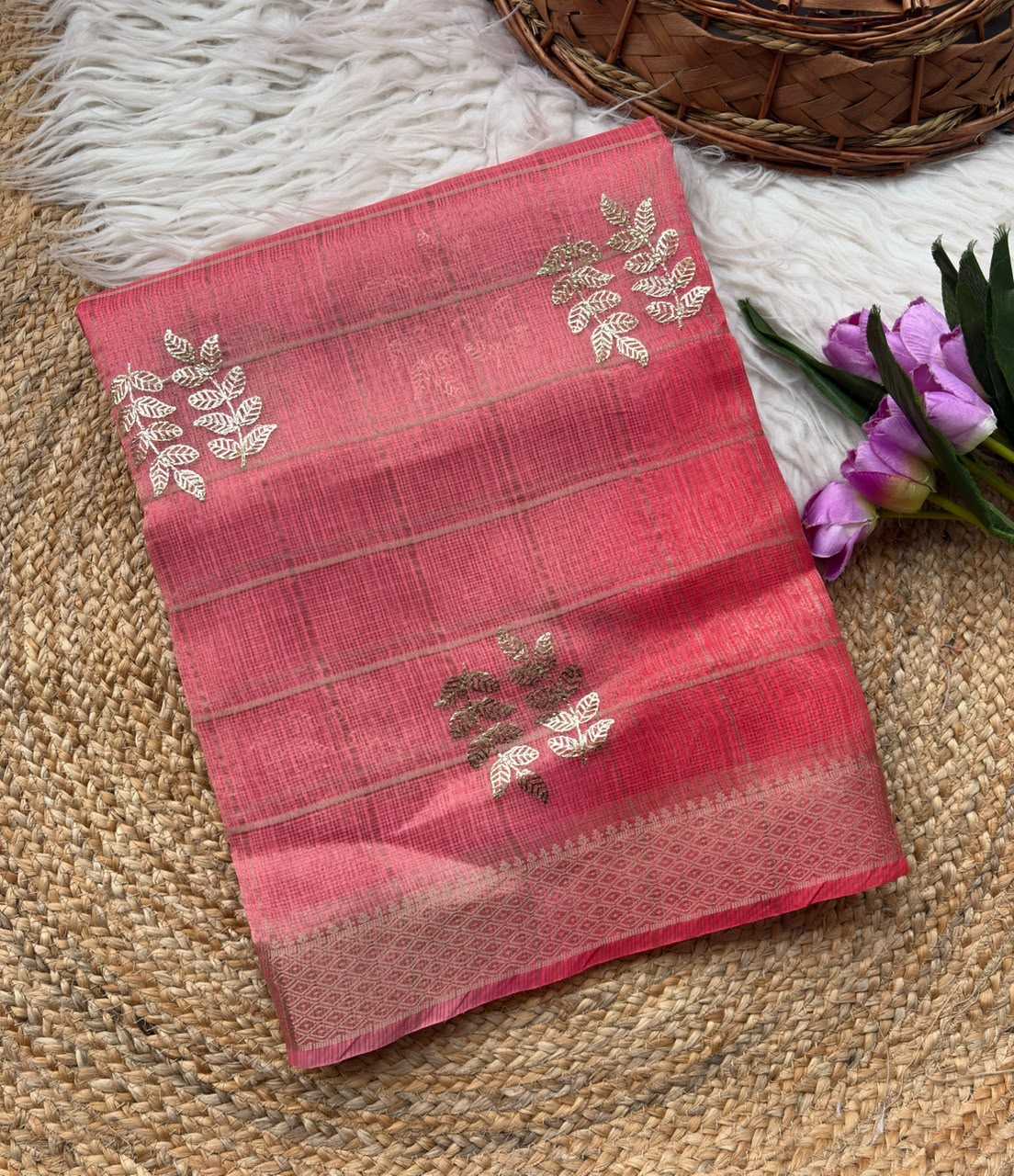 Kota Chex Designer Saree in Lavender Purple