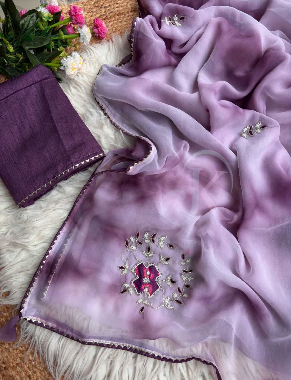 Chiffon Saree in Lavender