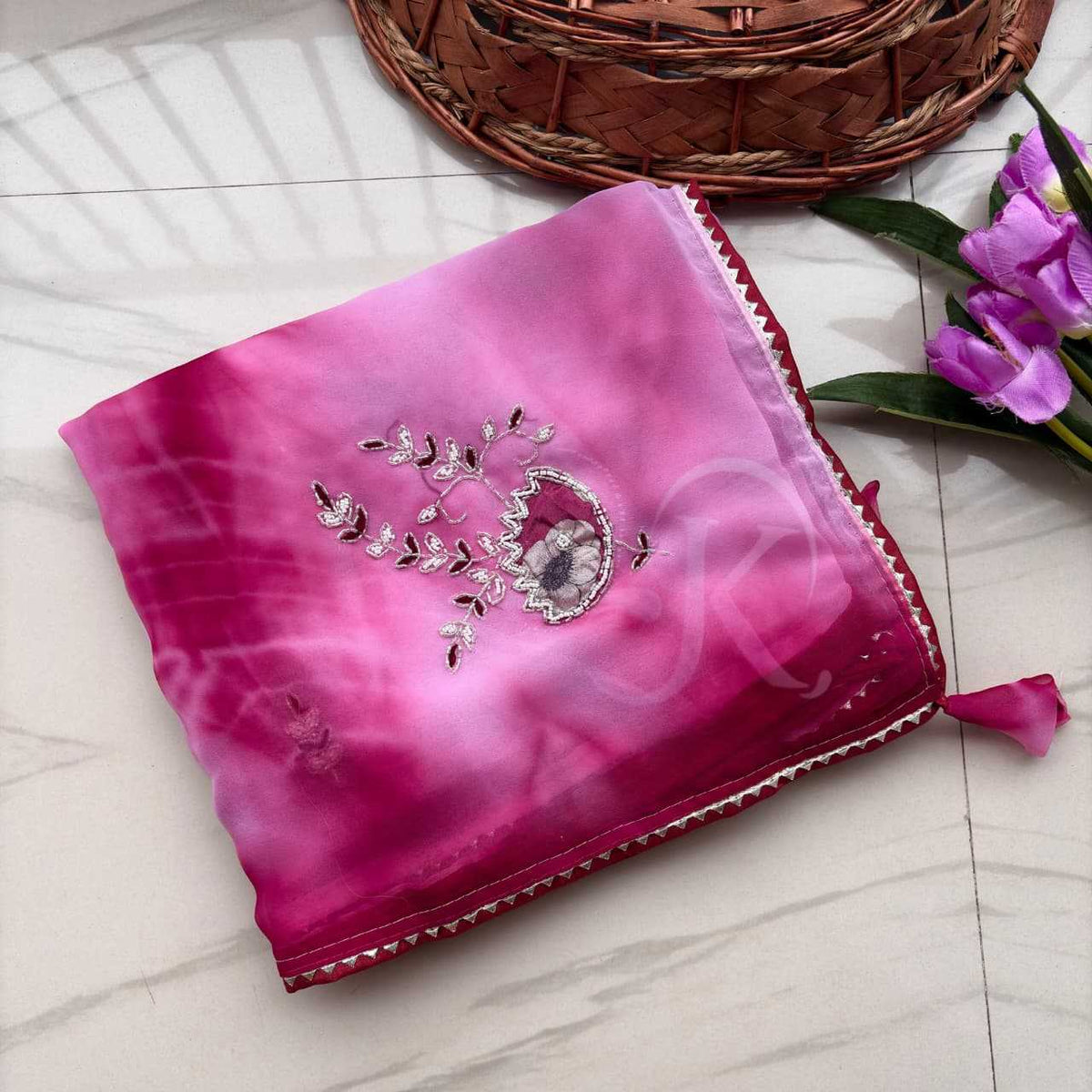 Chiffon Saree in Light Pink