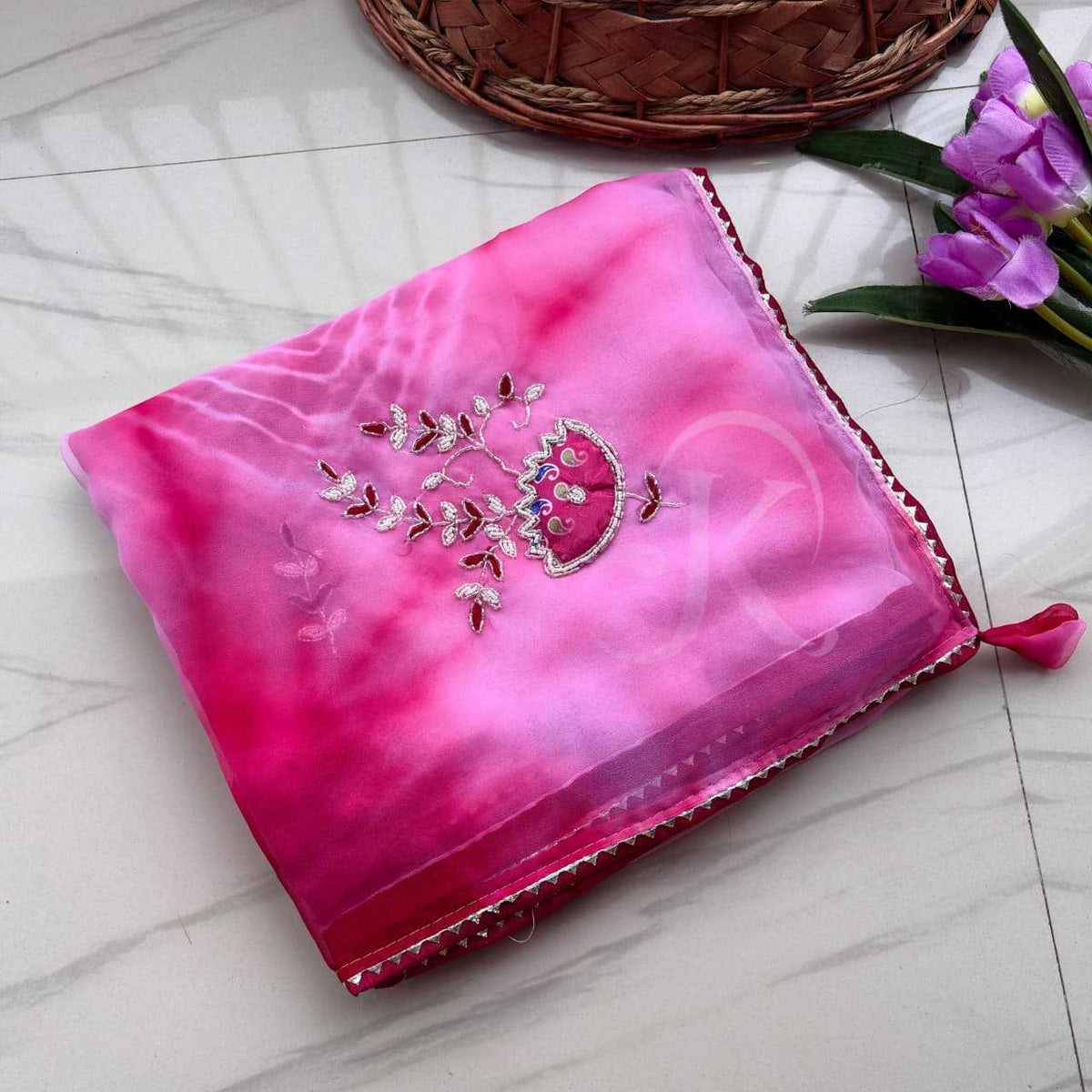 Chiffon Saree in Light Pink