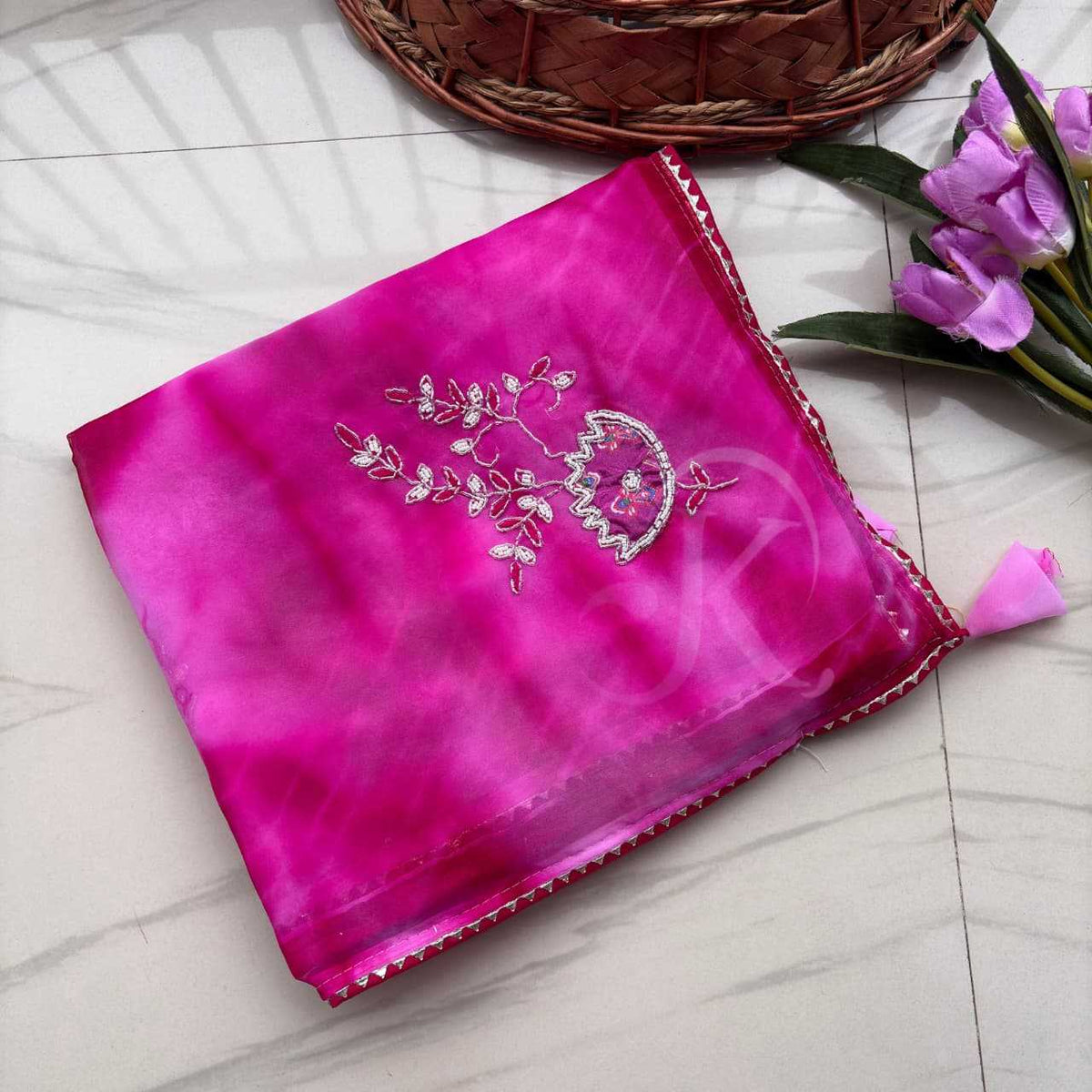 Chiffon Saree in Light Pink