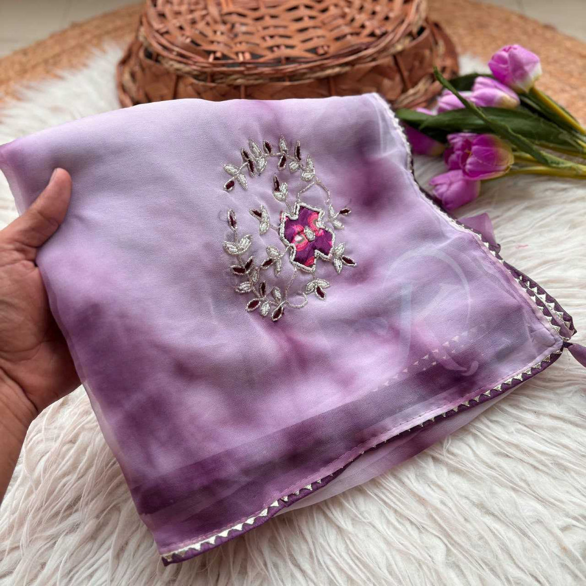 Chiffon Saree in Lavender