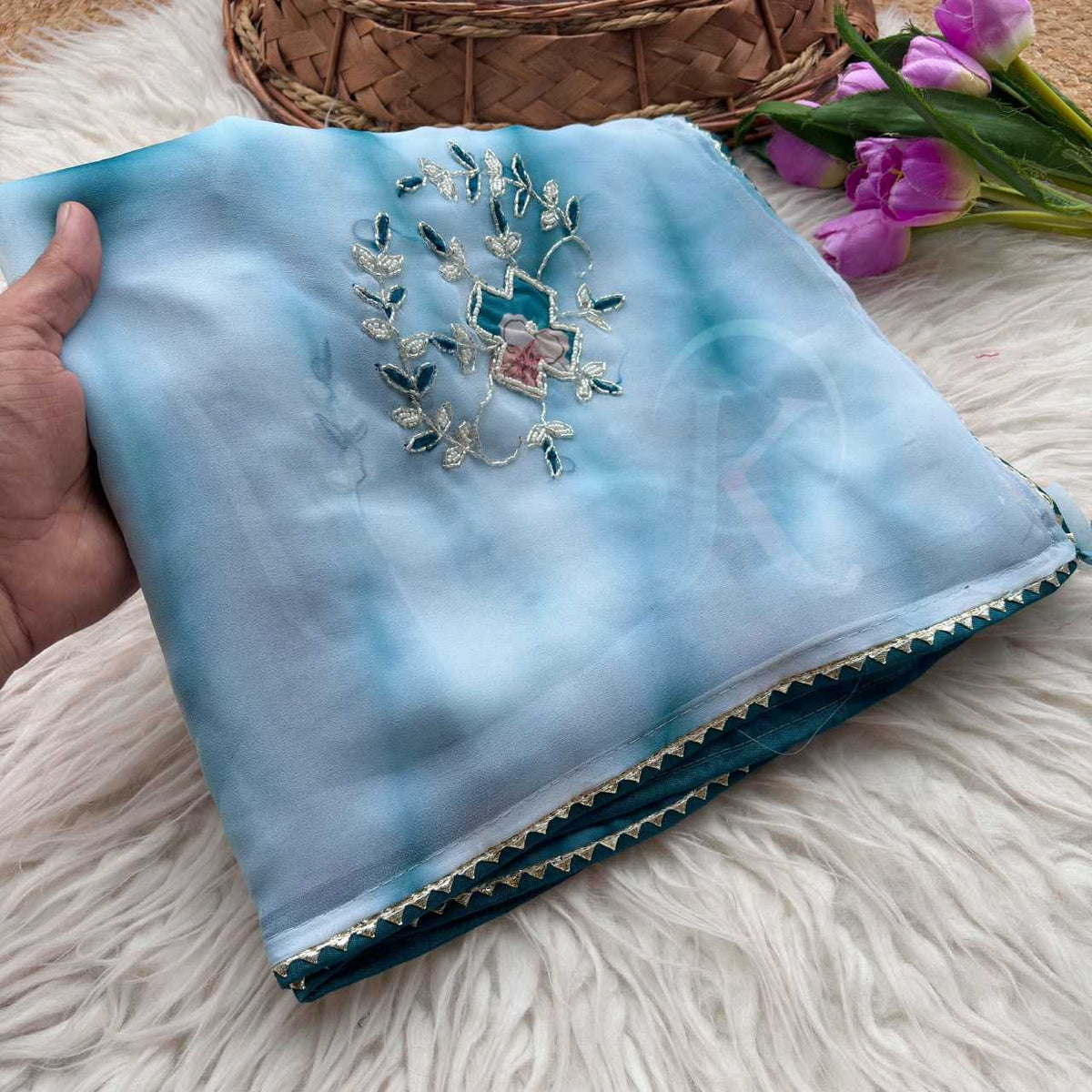 Chiffon Saree in Lavender