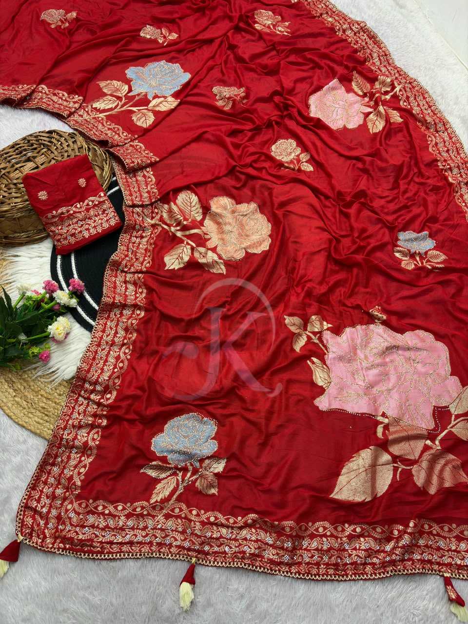 Viscose Designer Saree in Blue