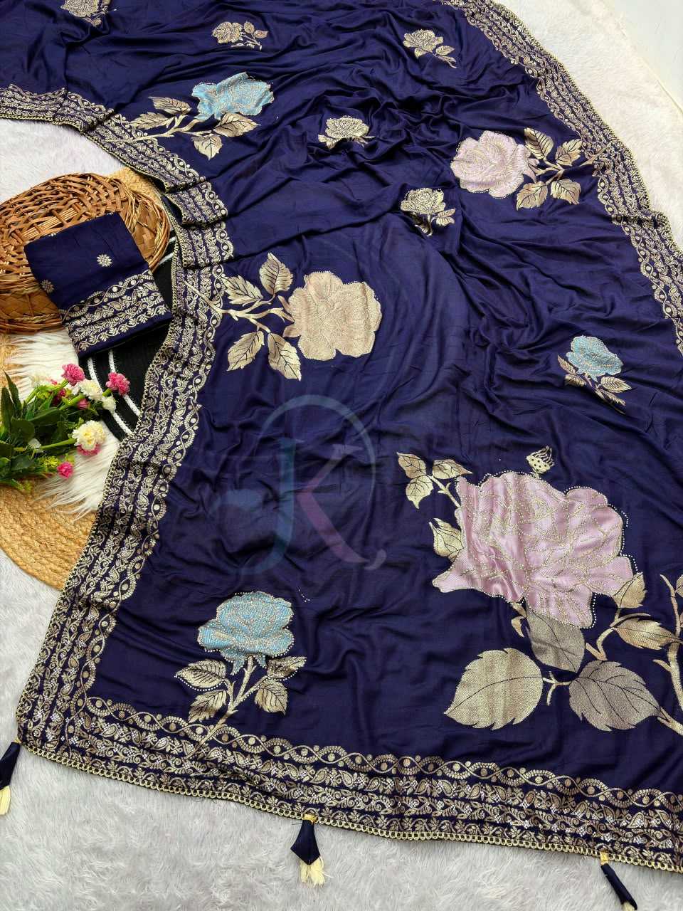Viscose Designer Saree in Blue