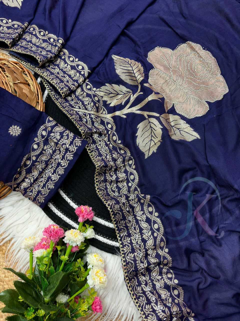 Viscose Designer Saree in Blue