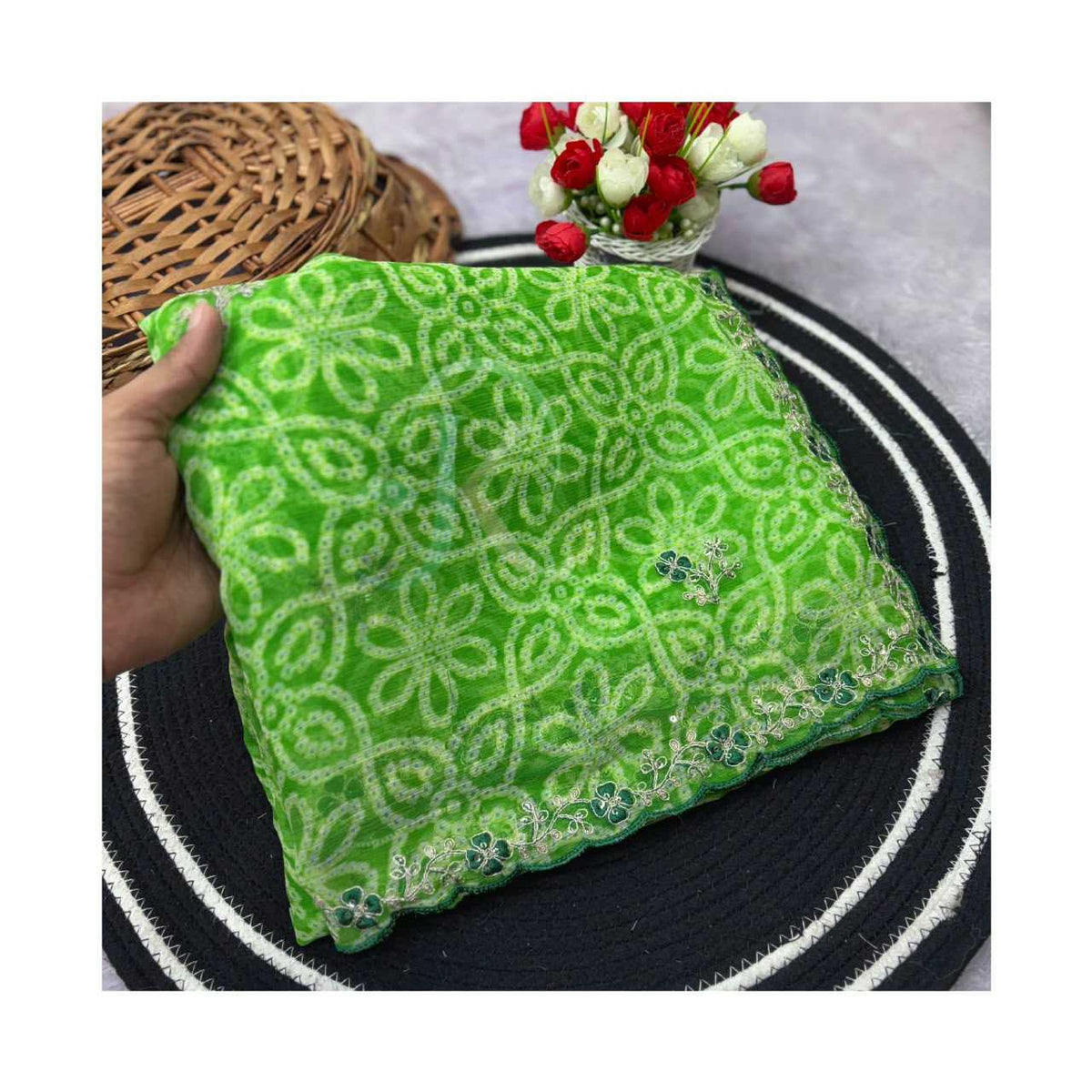 Chiffon Saree in Light Green