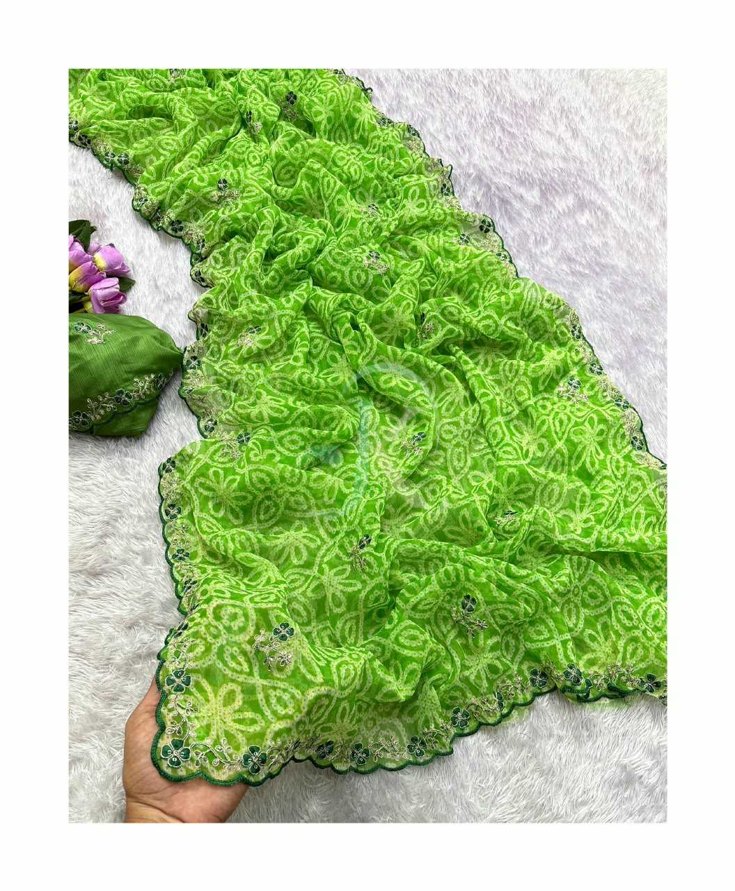 Chiffon Saree in Light Green