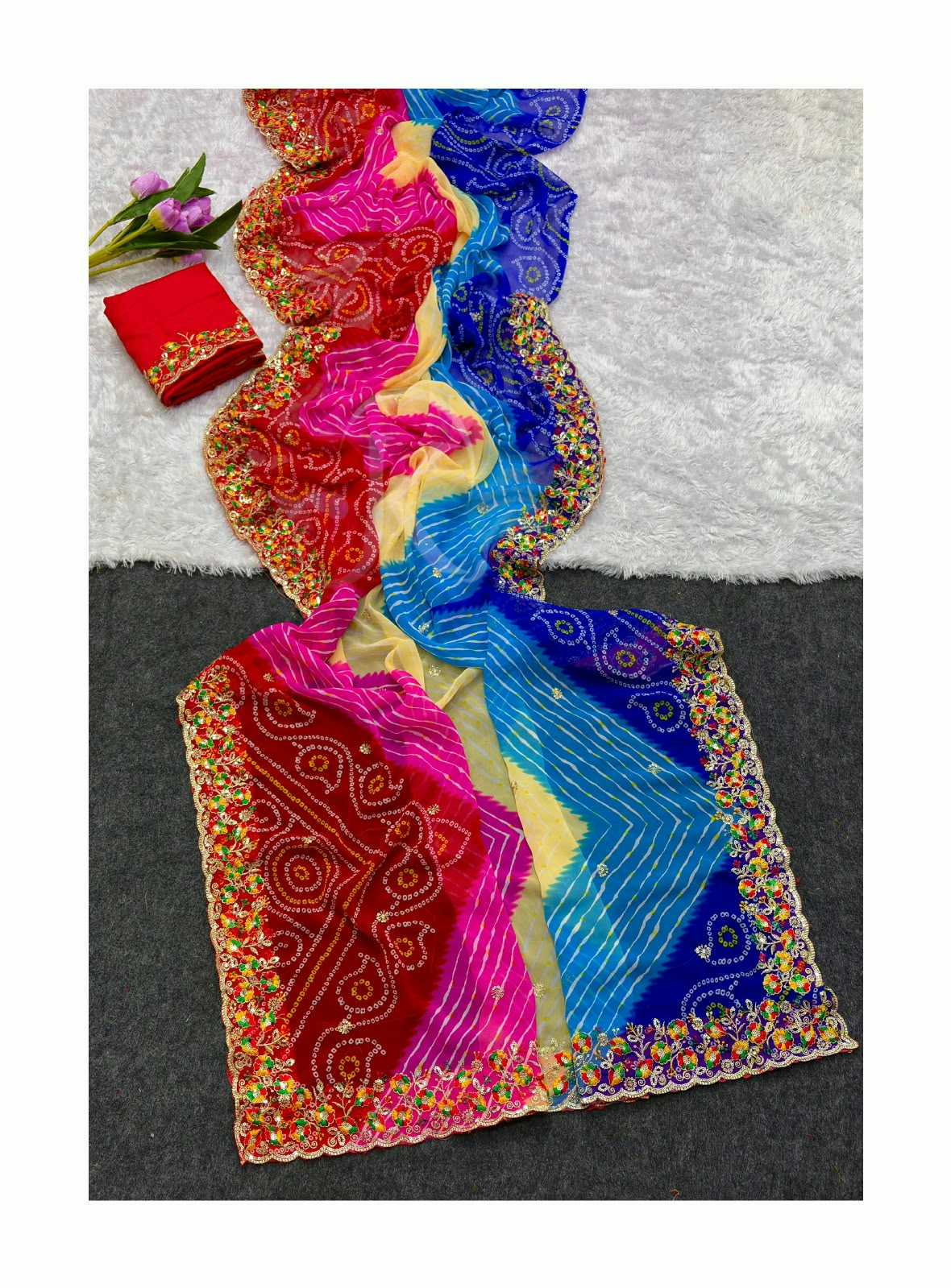 Georgette Saree in Jungle Green