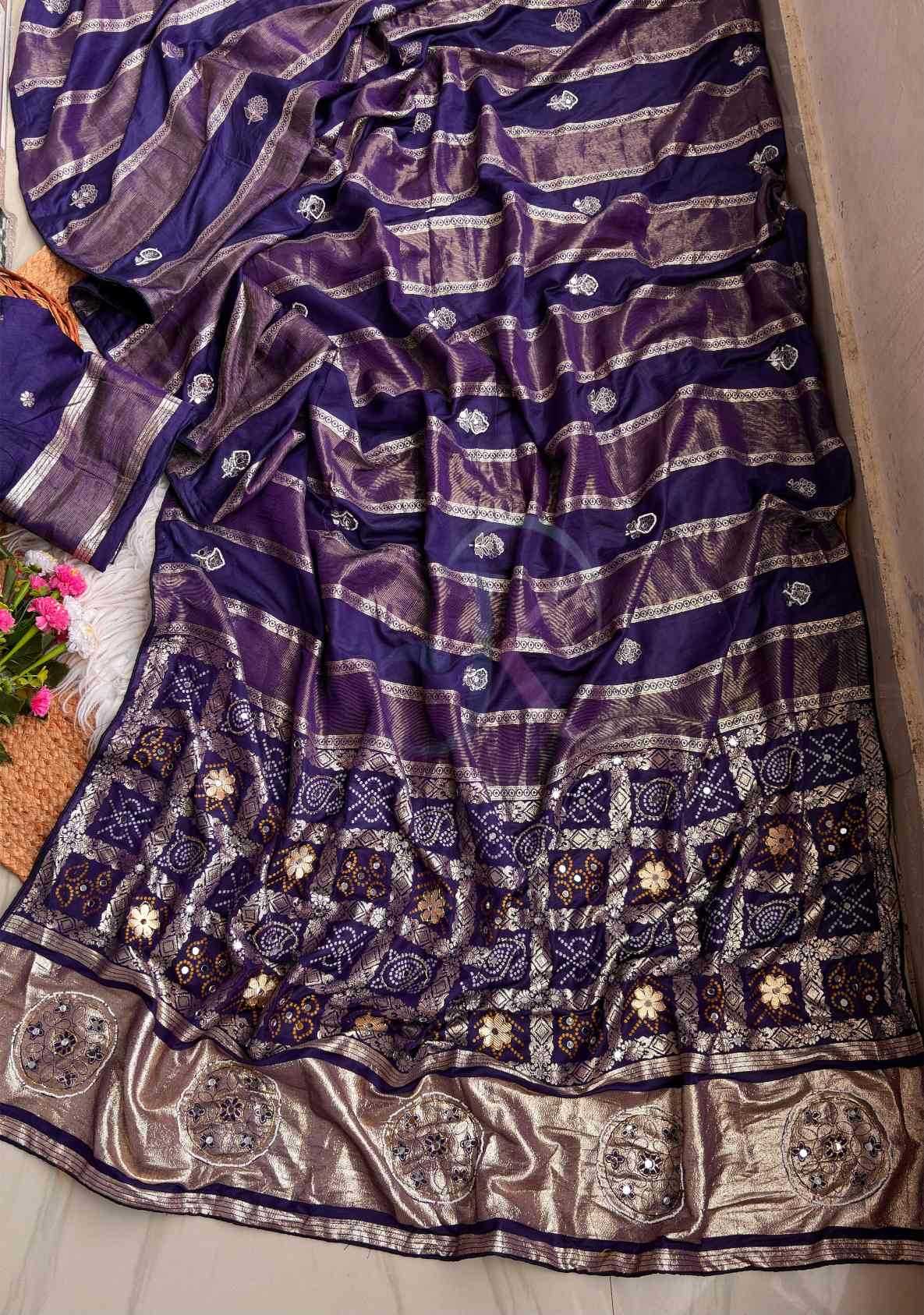 Viscose Hand Work Saree in Orange