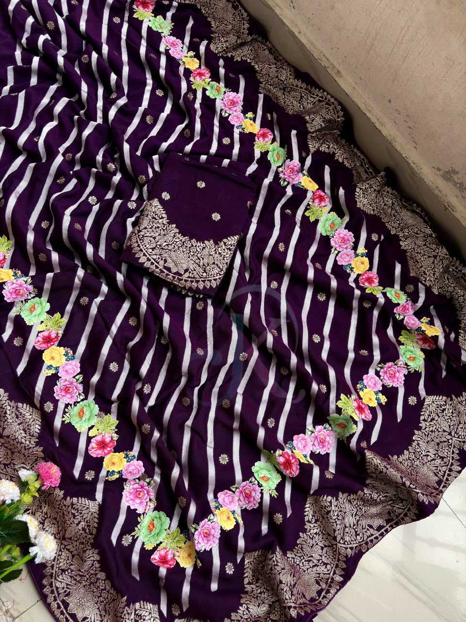 Soft Dola Designer Saree in Violet